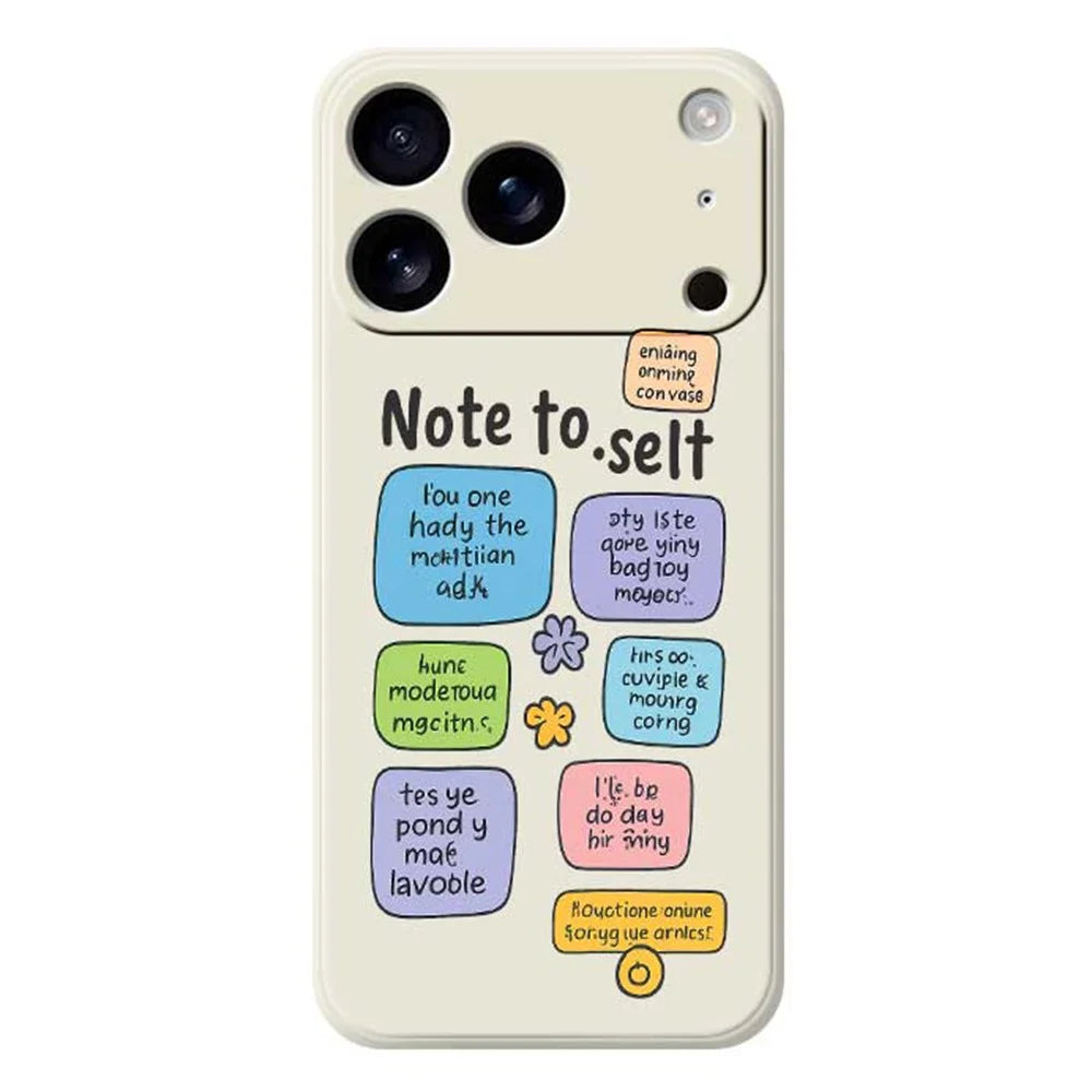 For iPhone 18 Pro / 17 Pro Case Colored Sticky Notes Pattern Printing Straight Edge TPU Phone Back Cover - Beige - 1