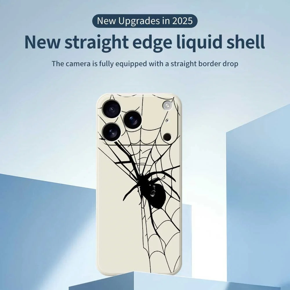 For iPhone 18 Pro / 17 Pro Case Spider Pattern Printing Straight Edge TPU Phone Back Cover - Beige - 3