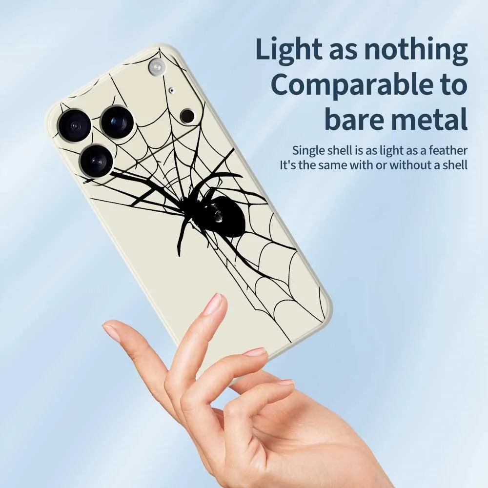 For iPhone 18 Pro / 17 Pro Case Spider Pattern Printing Straight Edge TPU Phone Back Cover - Beige - 4