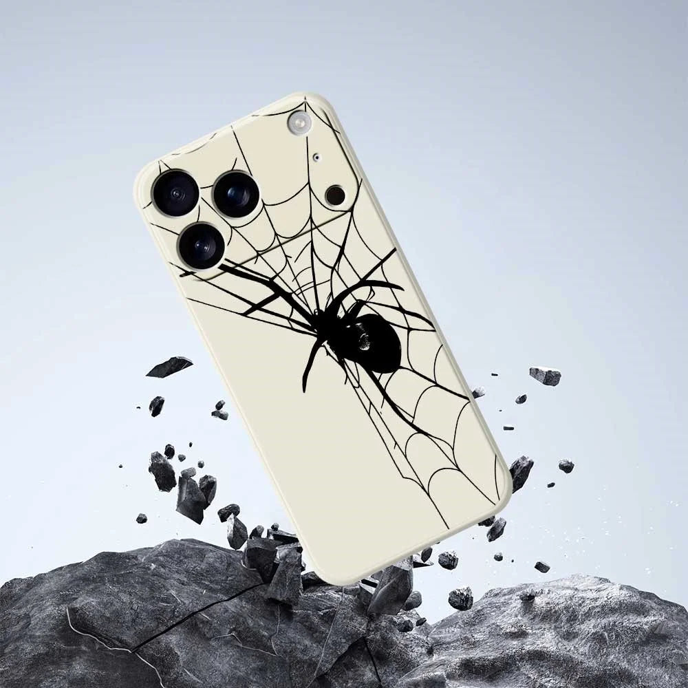 For iPhone 18 Pro / 17 Pro Case Spider Pattern Printing Straight Edge TPU Phone Back Cover - Beige - 7