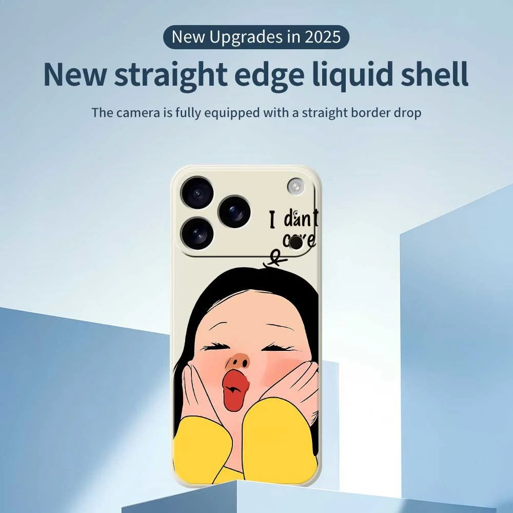 For iPhone 18 Pro / 17 Pro Case Girl Holding Face Pattern Printing Straight Edge TPU Phone Back Cover - Green - 2
