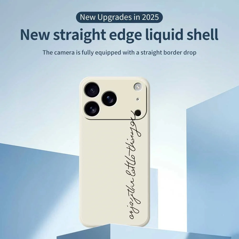 For iPhone 18 Pro / 17 Pro Case WordArt Pattern Printing Straight Edge TPU Phone Back Cover - Beige - 2