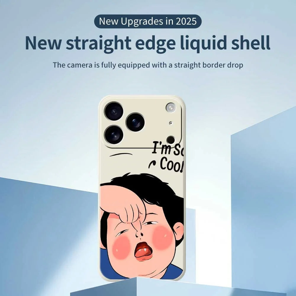 For iPhone 18 Pro / 17 Pro Case Make Faces Kid Pattern Printing Straight Edge TPU Phone Back Cover - Green - 2