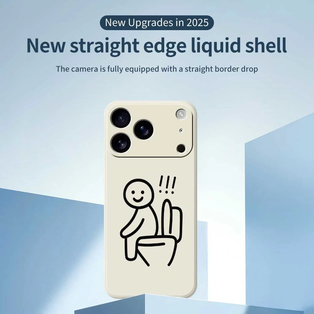 For iPhone 18 Pro / 17 Pro Case Stickman Toilet Pattern Printing Straight Edge TPU Phone Back Cover - Green - 2