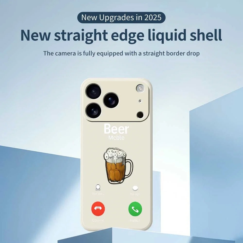For iPhone 18 Pro / 17 Pro Case Beer Pattern Printing Straight Edge TPU Phone Back Cover - Beige - 2