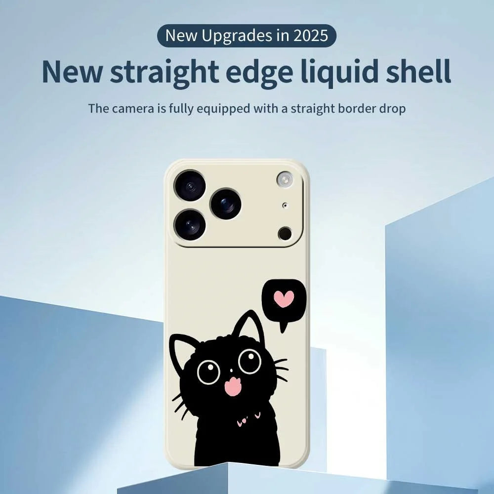 For iPhone 18 Pro / 17 Pro Case Love Black Cat Pattern Printing Straight Edge TPU Phone Back Cover - Green - 2