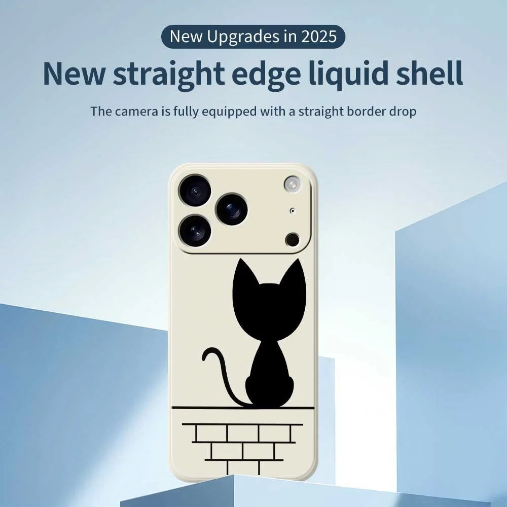 For iPhone 18 Pro / 17 Pro Case Black Cat on the Wall Pattern Printing Straight Edge TPU Phone Back Cover - Green - 2