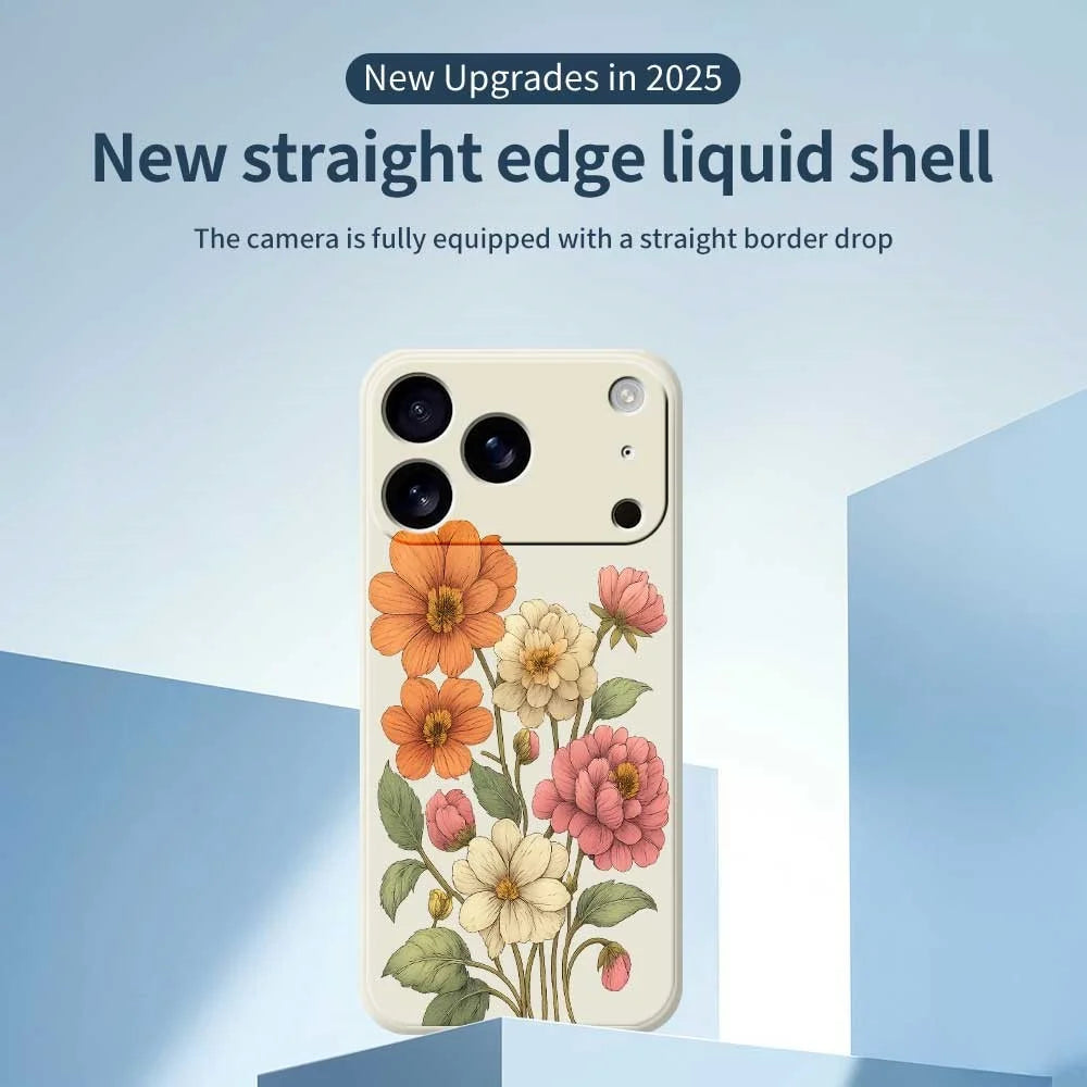 For iPhone 18 Pro / 17 Pro Case Beautiful Flowers Pattern Printing Straight Edge TPU Phone Back Cover - Green - 2