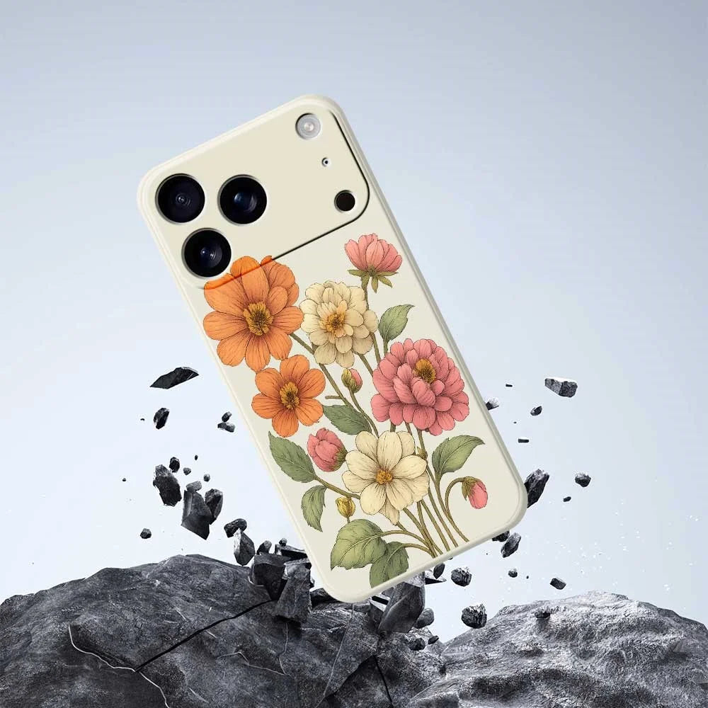 For iPhone 18 Pro / 17 Pro Case Beautiful Flowers Pattern Printing Straight Edge TPU Phone Back Cover - Green - 5