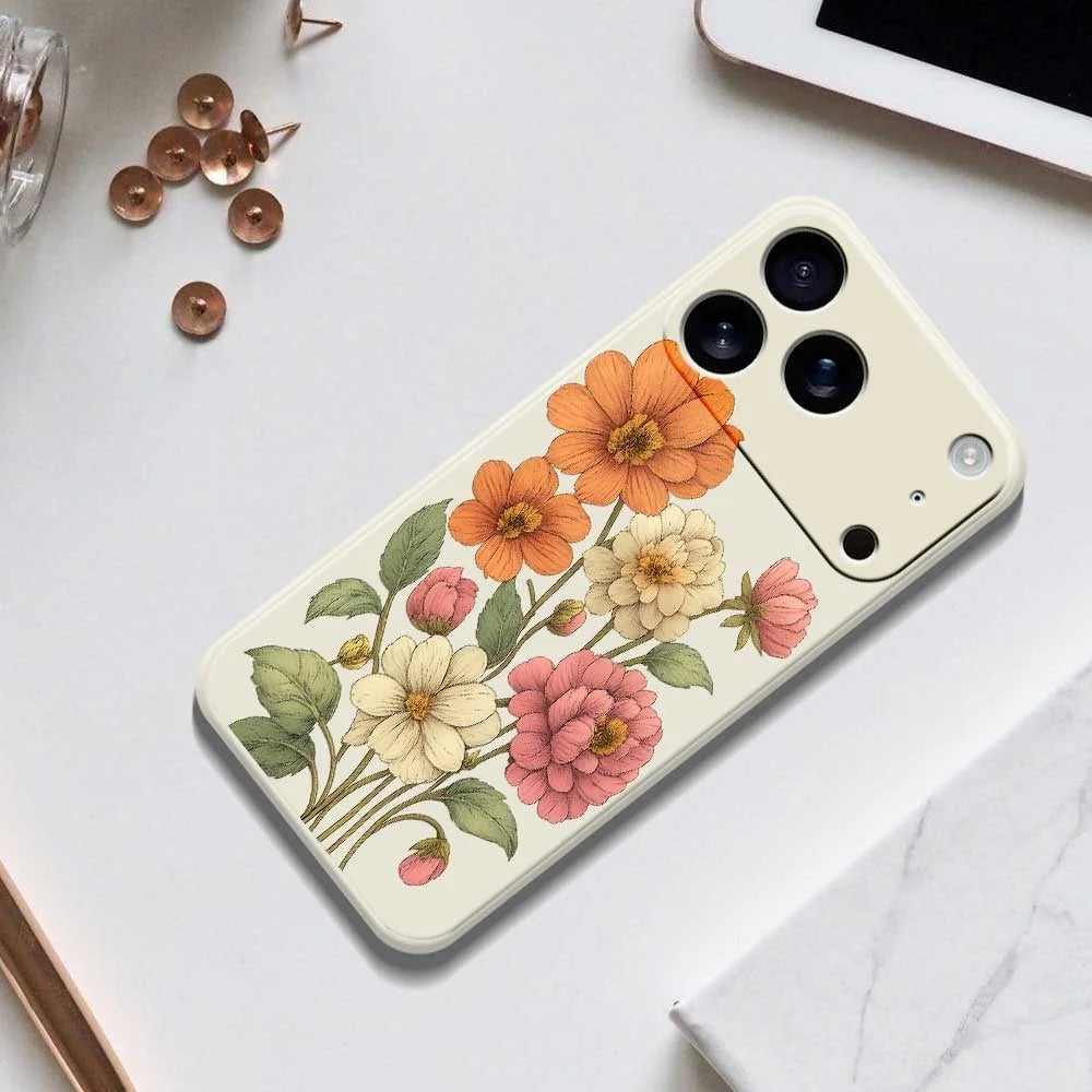 For iPhone 18 Pro / 17 Pro Case Beautiful Flowers Pattern Printing Straight Edge TPU Phone Back Cover - Green - 6