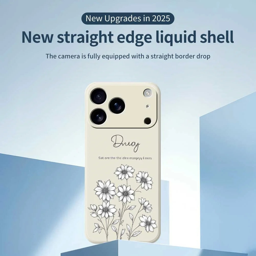 For iPhone 18 Pro / 17 Pro Case Sketch Flowers Pattern Printing Straight Edge TPU Phone Back Cover - Beige - 2