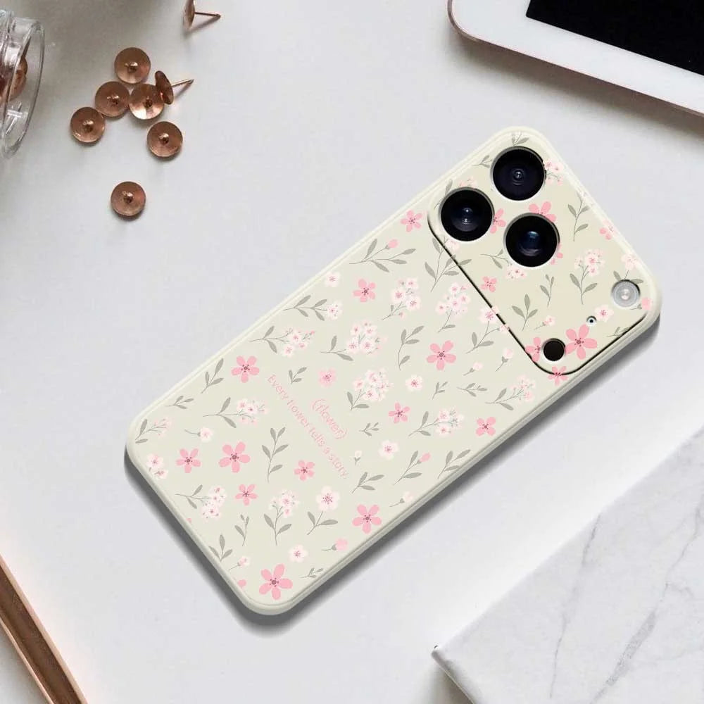 For iPhone 18 Pro / 17 Pro Case Small Flower Pattern Printing Straight Edge TPU Phone Back Cover - Green - 6