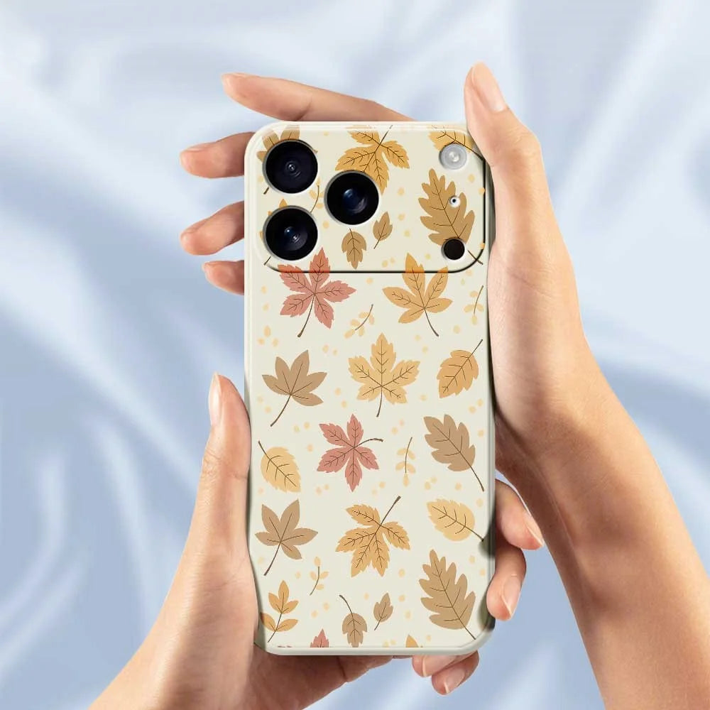 For iPhone 18 Pro / 17 Pro Case Leaves Pattern Printing Straight Edge TPU Phone Back Cover - Beige - 6