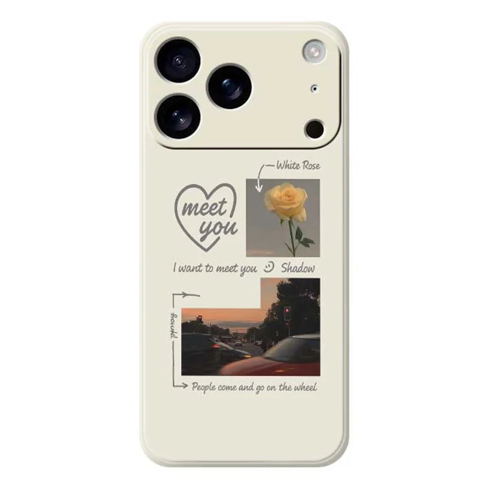 For iPhone 18 Pro / 17 Pro Case Meet You Photo Pattern Printing Straight Edge TPU Phone Back Cover - Beige - 1