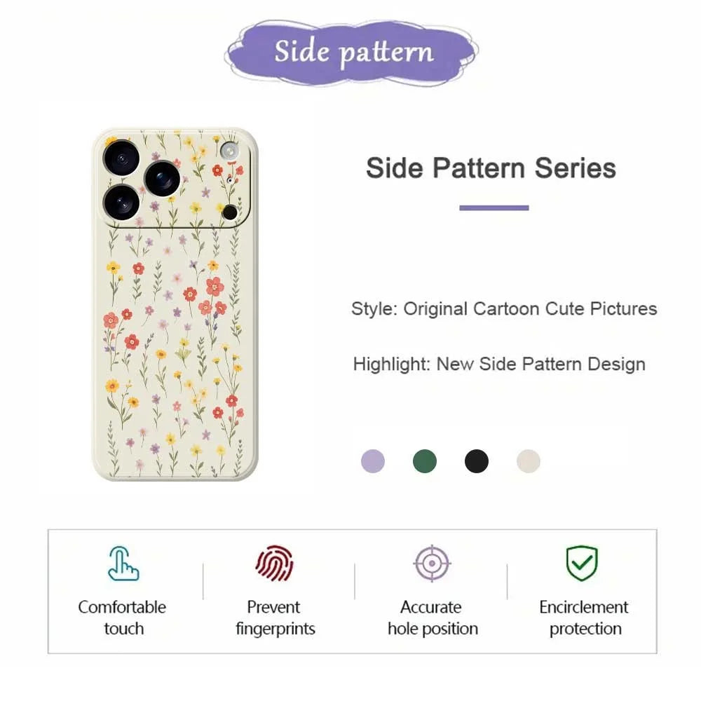 For iPhone 18 Pro / 17 Pro Case Flowers and Grass Pattern Printing Straight Edge TPU Phone Back Cover - Beige - 2