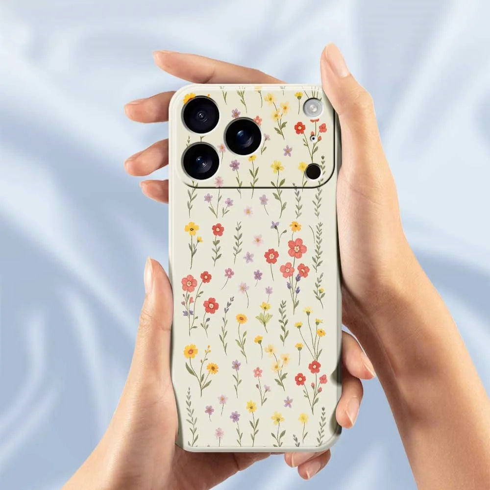 For iPhone 18 Pro / 17 Pro Case Flowers and Grass Pattern Printing Straight Edge TPU Phone Back Cover - Beige - 6