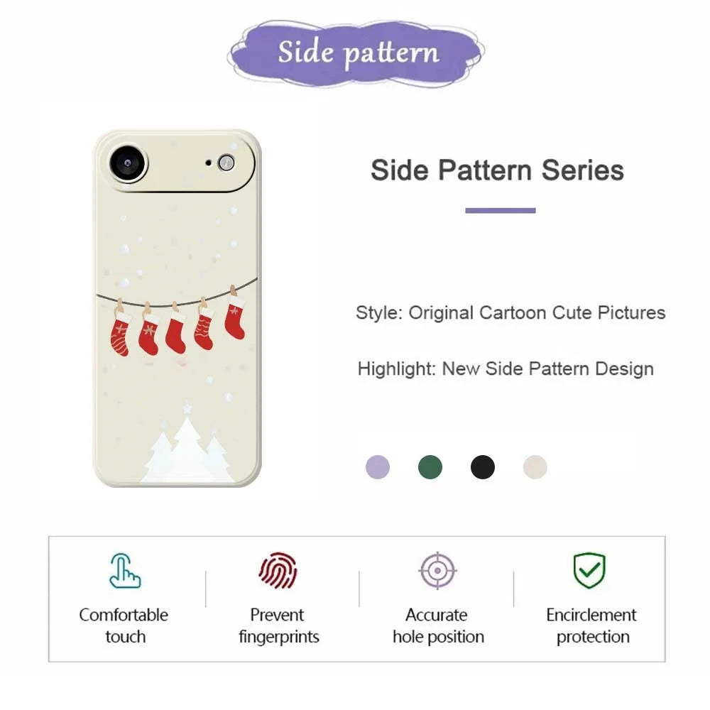 For iPhone Air Case Christmas Stockings Pattern Printing Straight Edge TPU Phone Back Cover - Beige - 2