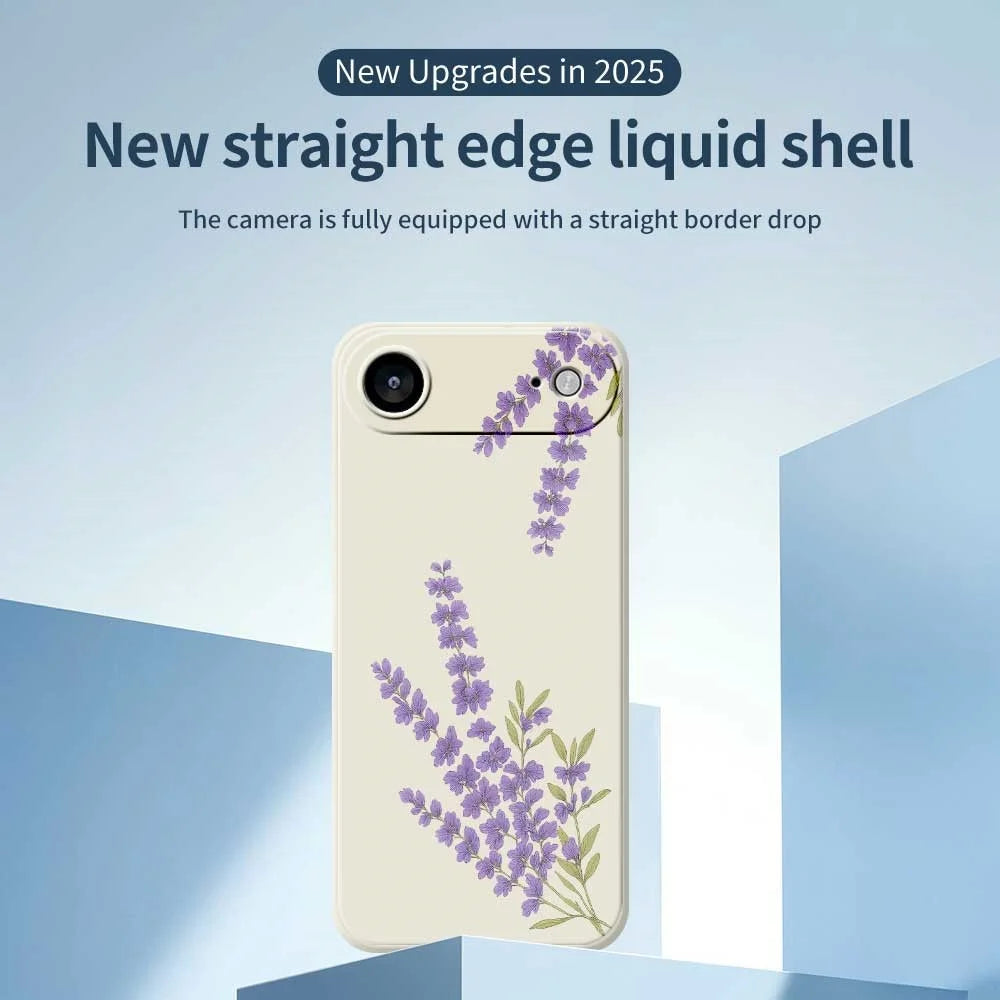 For iPhone Air Case Lavender Pattern Printing Straight Edge TPU Phone Back Cover - Beige - 3