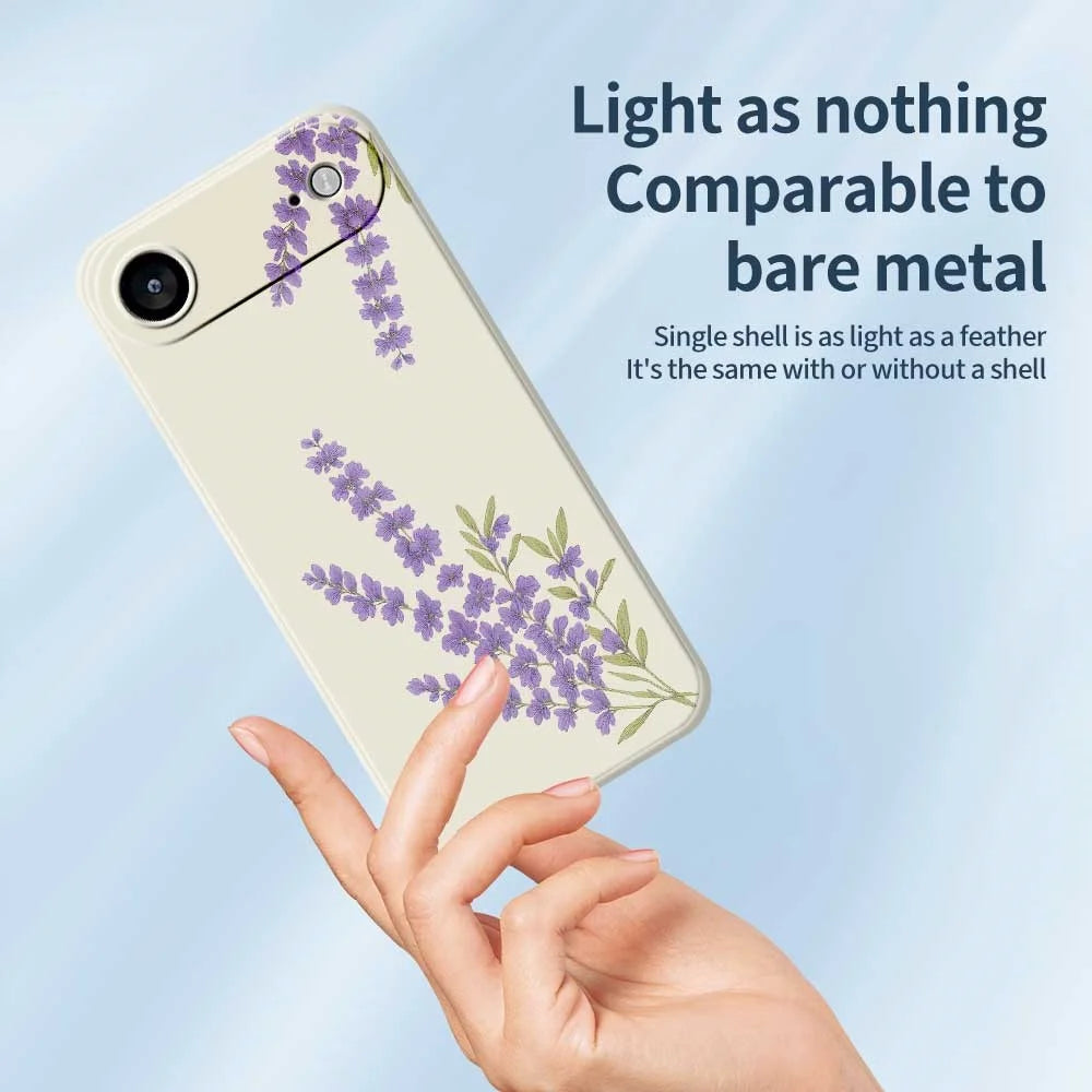 For iPhone Air Case Lavender Pattern Printing Straight Edge TPU Phone Back Cover - Beige - 4