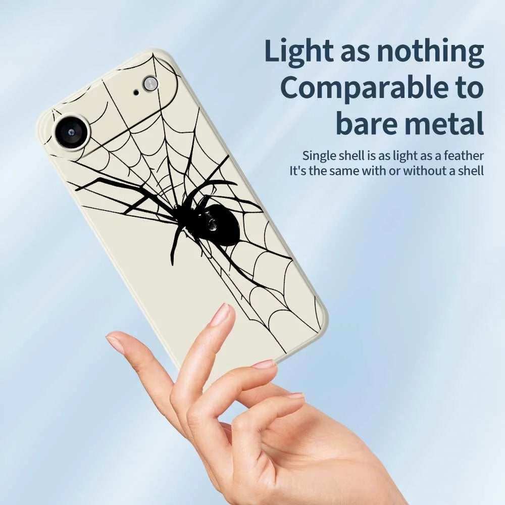 For iPhone Air Case Spider Pattern Printing Straight Edge TPU Phone Back Cover - Beige - 4