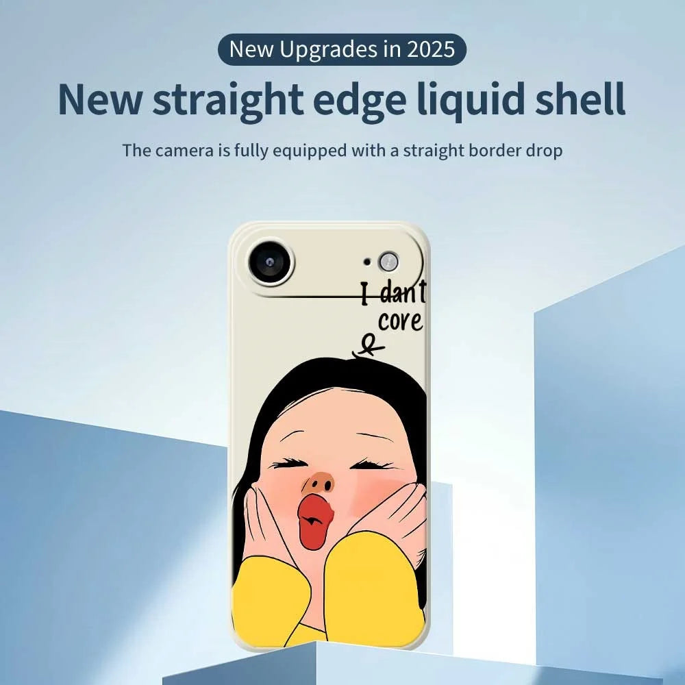 For iPhone Air Case Girl Holding Face Pattern Printing Straight Edge TPU Phone Back Cover - Beige - 3