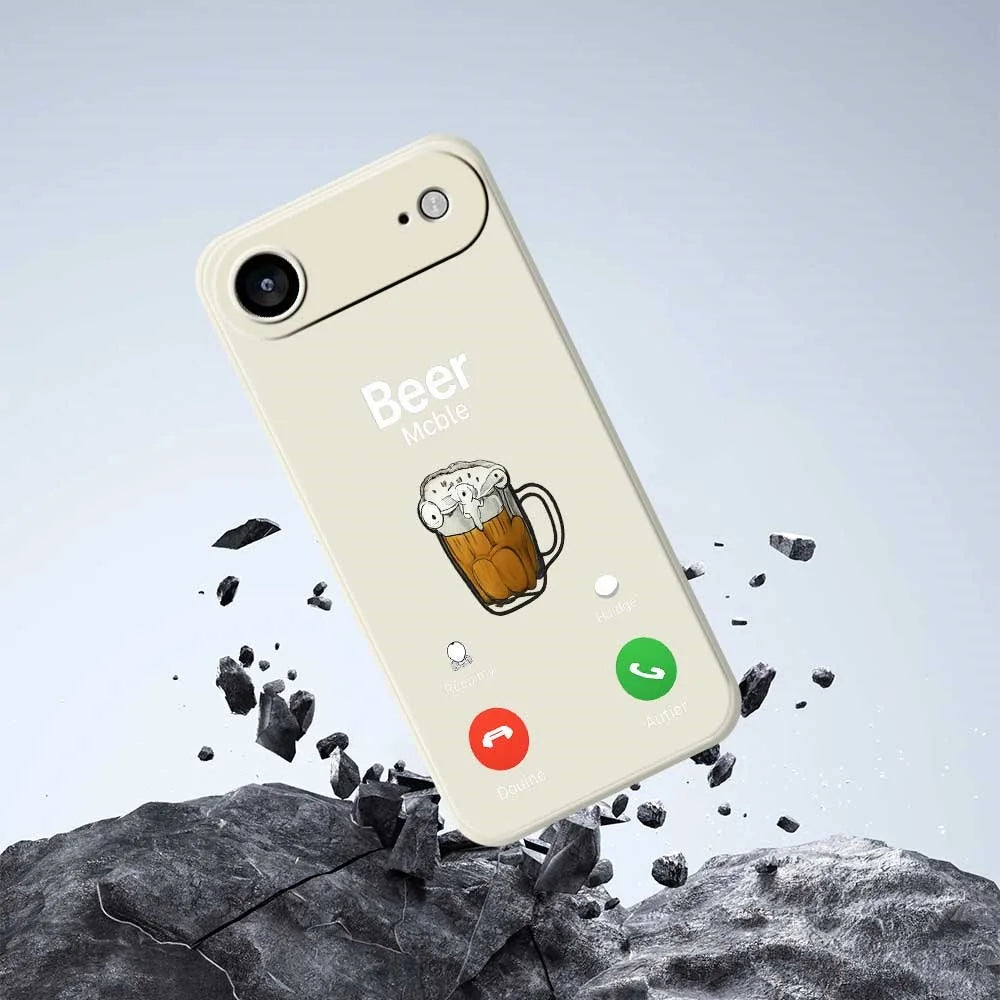 For iPhone Air Case Beer Pattern Printing Straight Edge TPU Phone Back Cover - Beige - 7