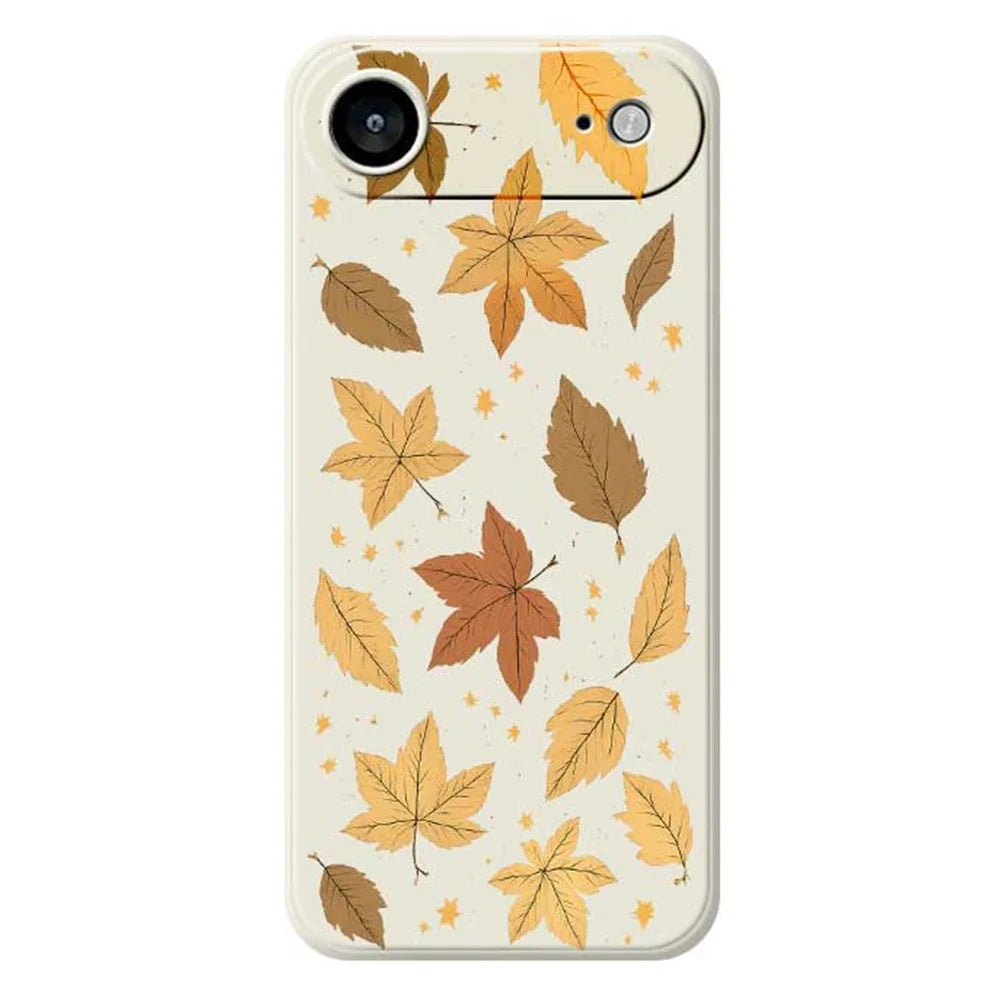 For iPhone Air Case Maple Leaves Pattern Printing Straight Edge TPU Phone Back Cover - Beige - 1