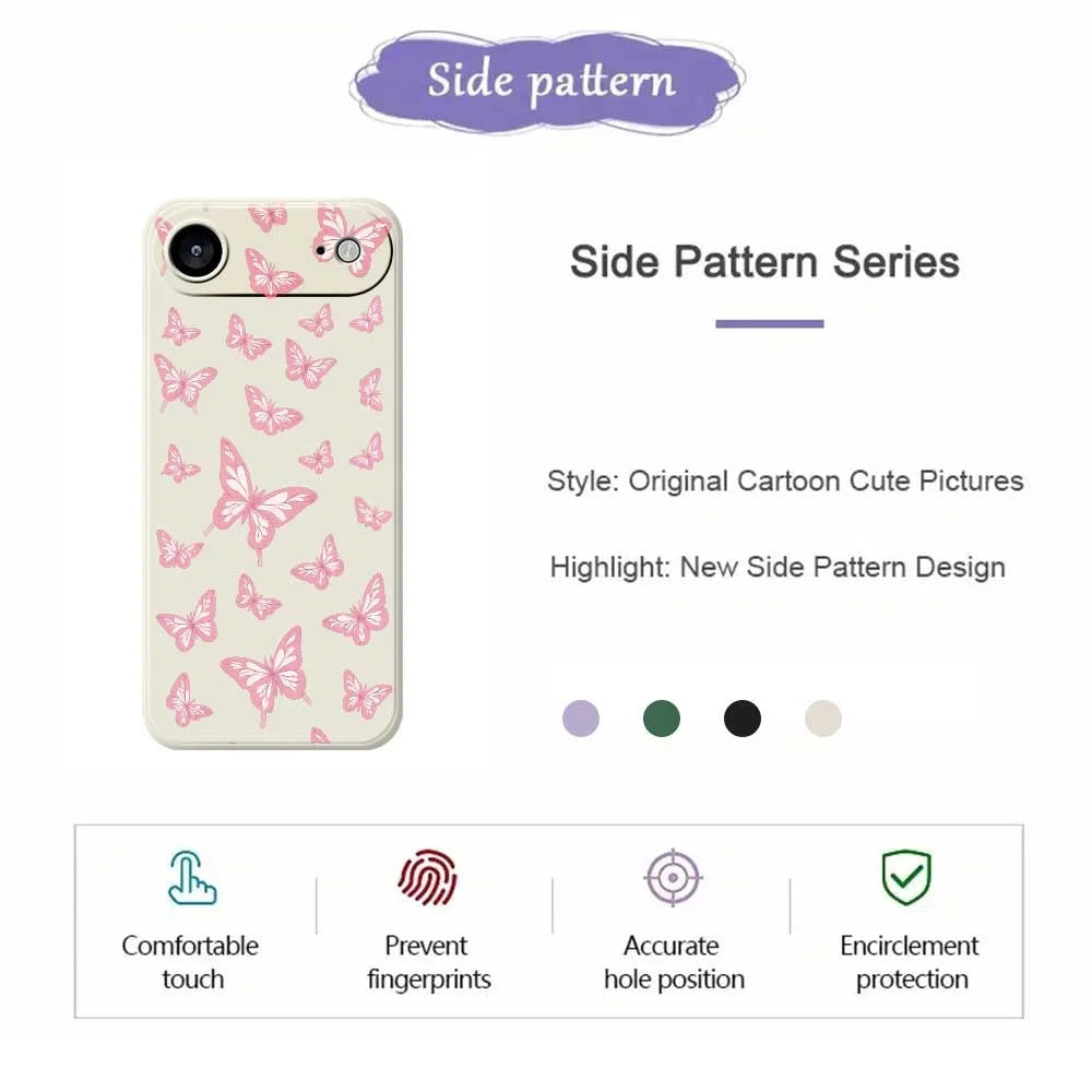 For iPhone Air Case Pink Butterflies Pattern Printing Straight Edge TPU Phone Back Cover - Beige - 2