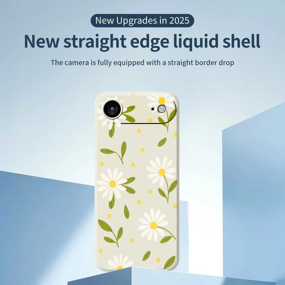 For iPhone Air Case White Flowers Green Leaves Pattern Printing Straight Edge TPU Phone Back Cover - Beige - 3