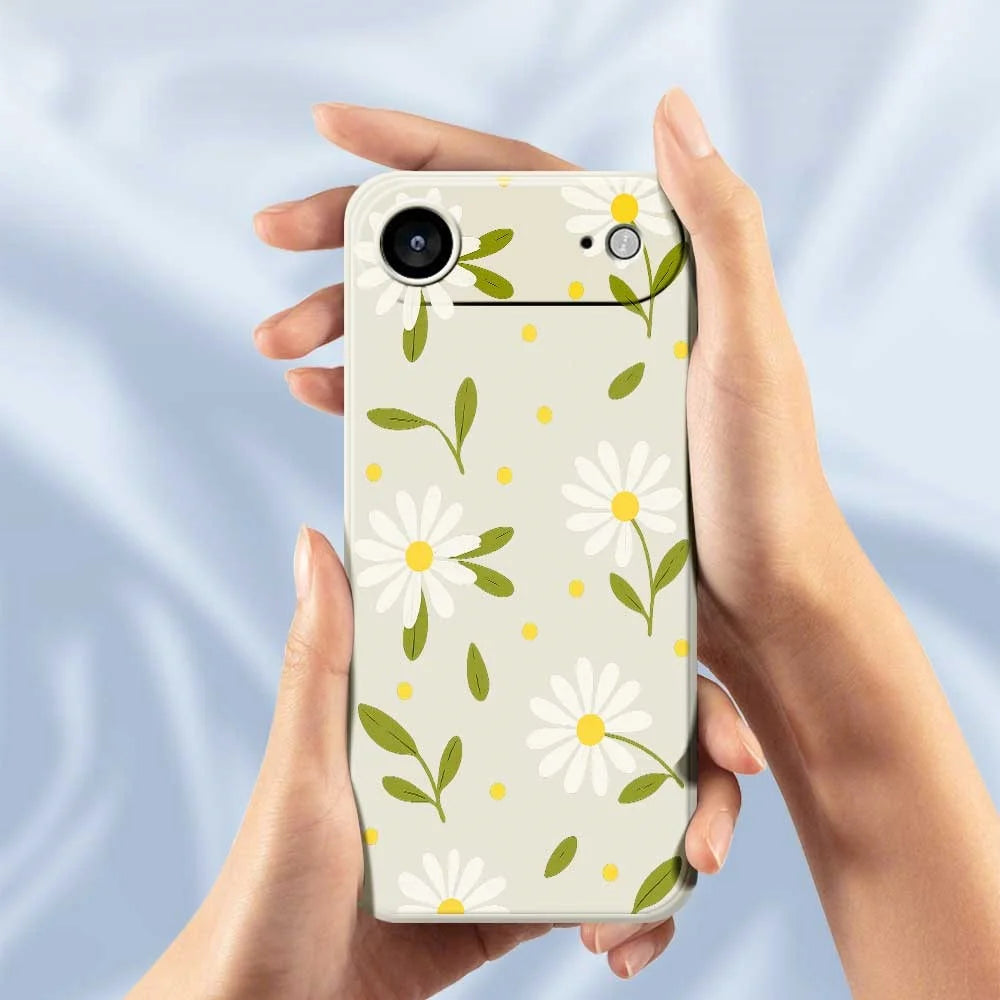 For iPhone Air Case White Flowers Green Leaves Pattern Printing Straight Edge TPU Phone Back Cover - Beige - 6
