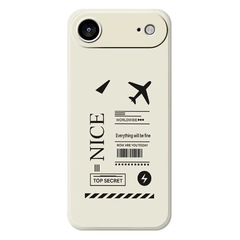 For iPhone Air Case Boarding Ticket Pattern Printing Straight Edge TPU Phone Back Cover - Beige - 1