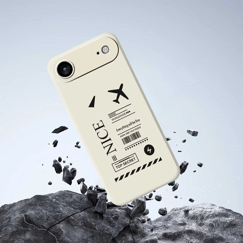 For iPhone Air Case Boarding Ticket Pattern Printing Straight Edge TPU Phone Back Cover - Beige - 7