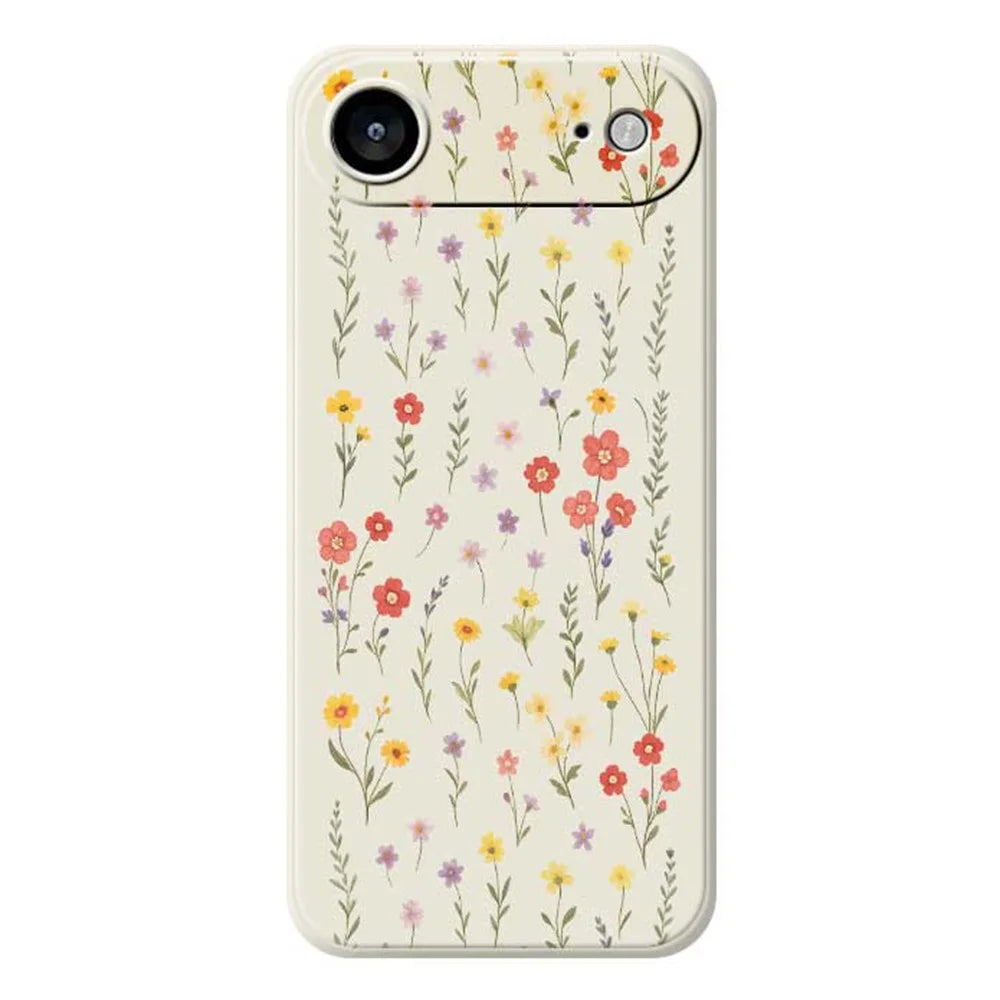 For iPhone Air Case Flowers and Grass Pattern Printing Straight Edge TPU Phone Back Cover - Beige - 1