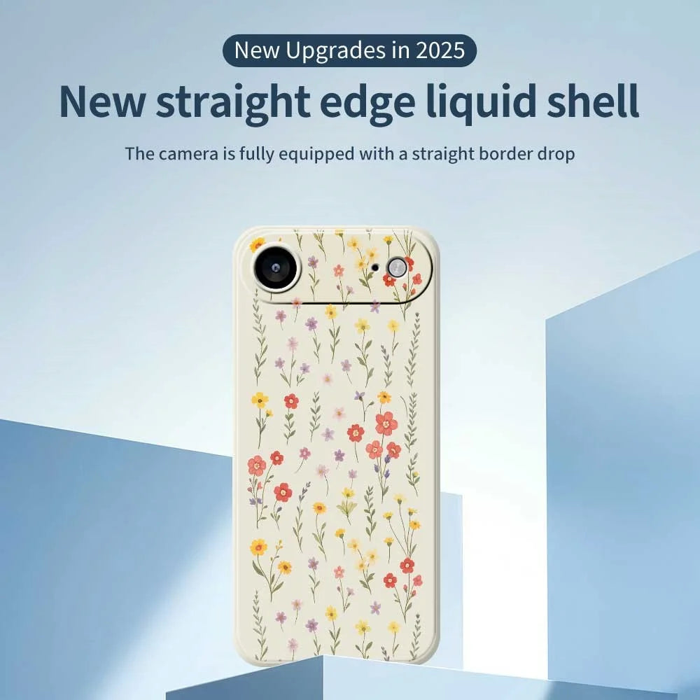 For iPhone Air Case Flowers and Grass Pattern Printing Straight Edge TPU Phone Back Cover - Beige - 3