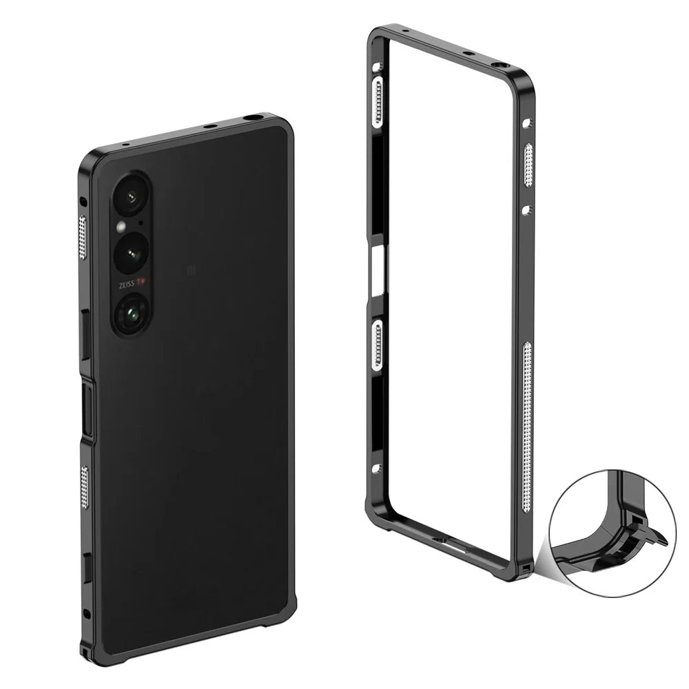 For Sony Xperia 1 VI Bumper Cases Metal Frame Heat Dissipation Cover - Black - 1
