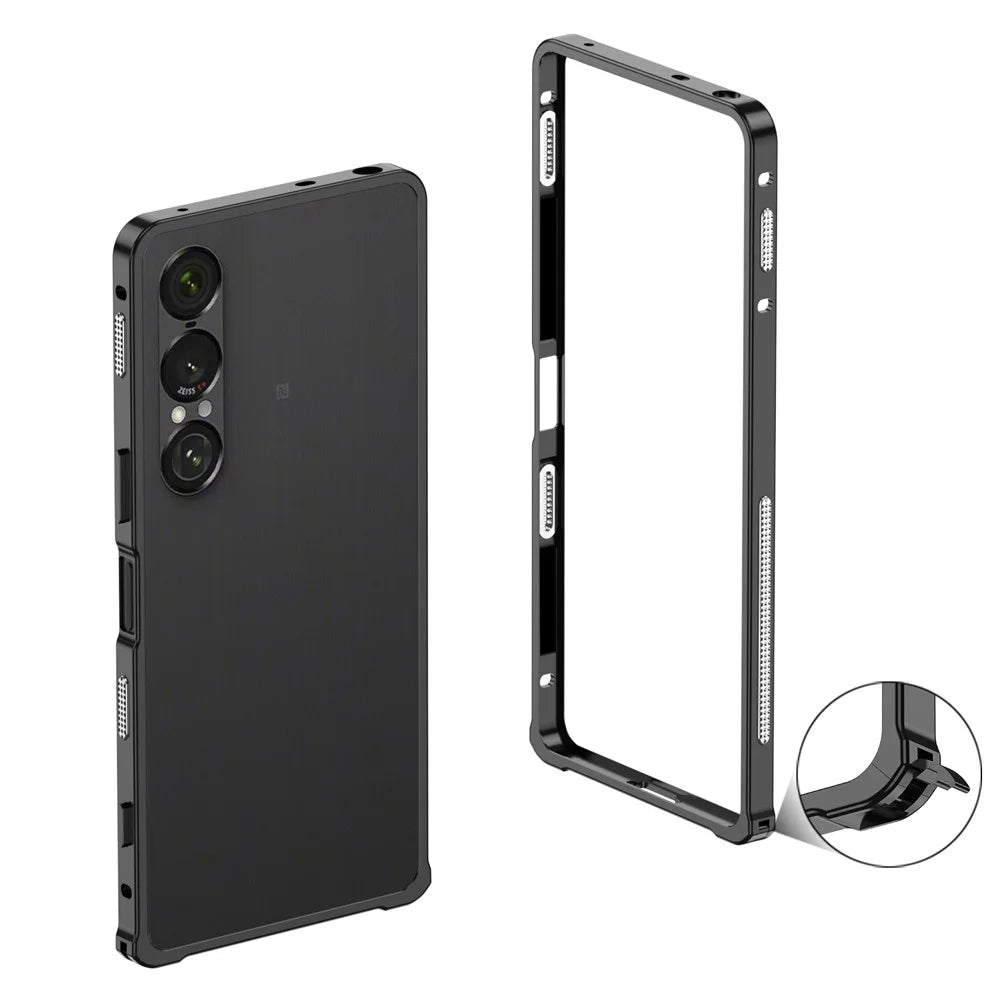 For Sony Xperia 1 VII Bumper Case Metal Frame Heat Dissipation Cover - Black - 1