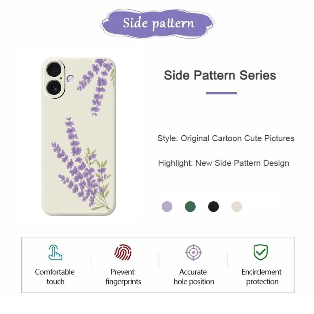 For iPhone 17 Case Lavender Pattern Printing Straight Edge TPU Phone Back Cover - Beige - 2