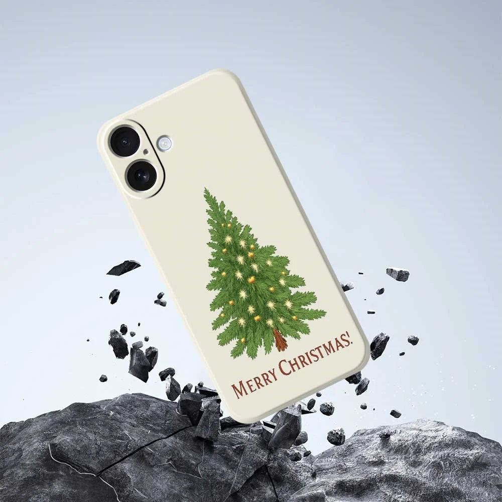 For iPhone 17 Case Christmas Tree Pattern Printing Straight Edge TPU Phone Back Cover - Beige - 7