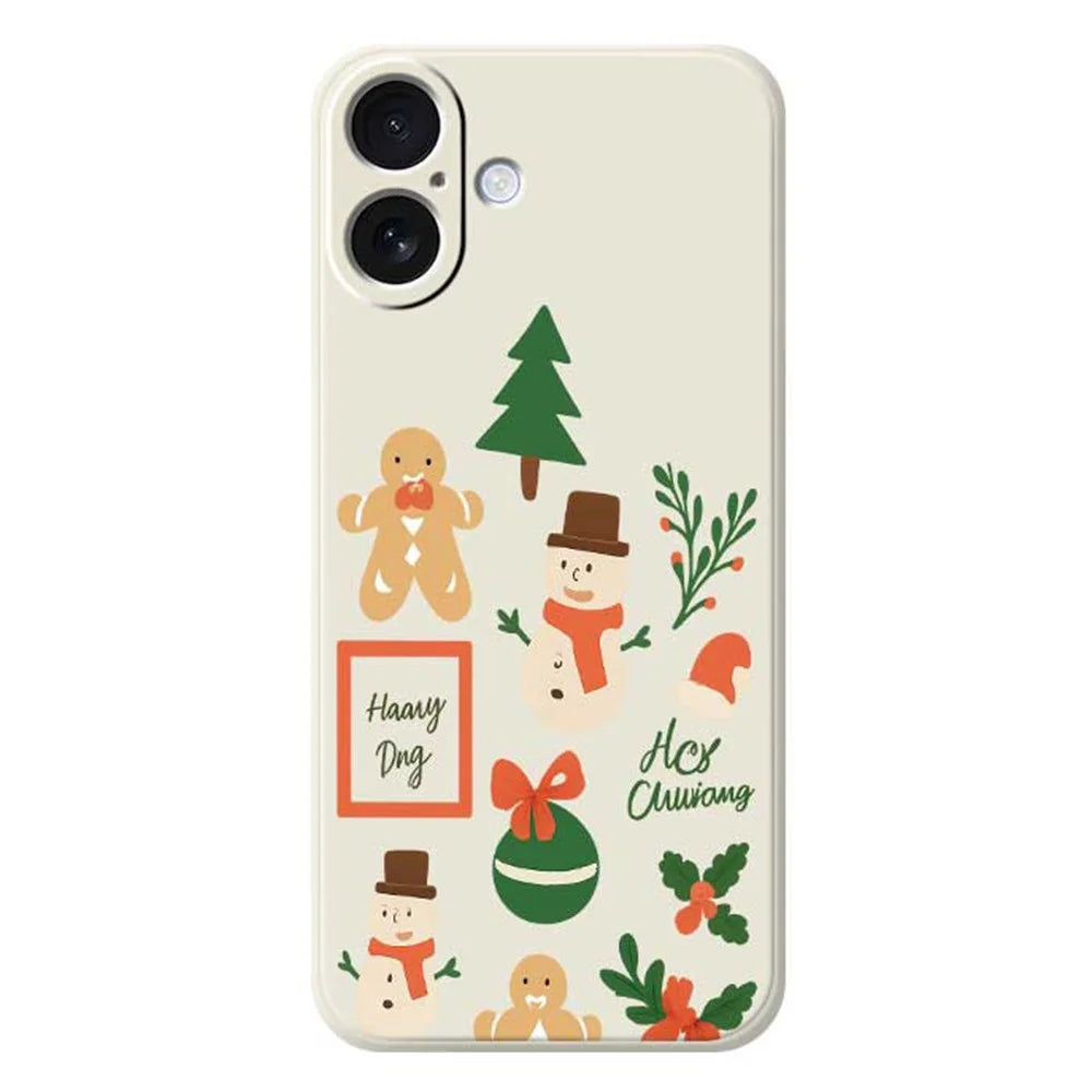 For iPhone 17 Case Christmas Snowman Pattern Printing Straight Edge TPU Phone Back Cover - Beige - 1