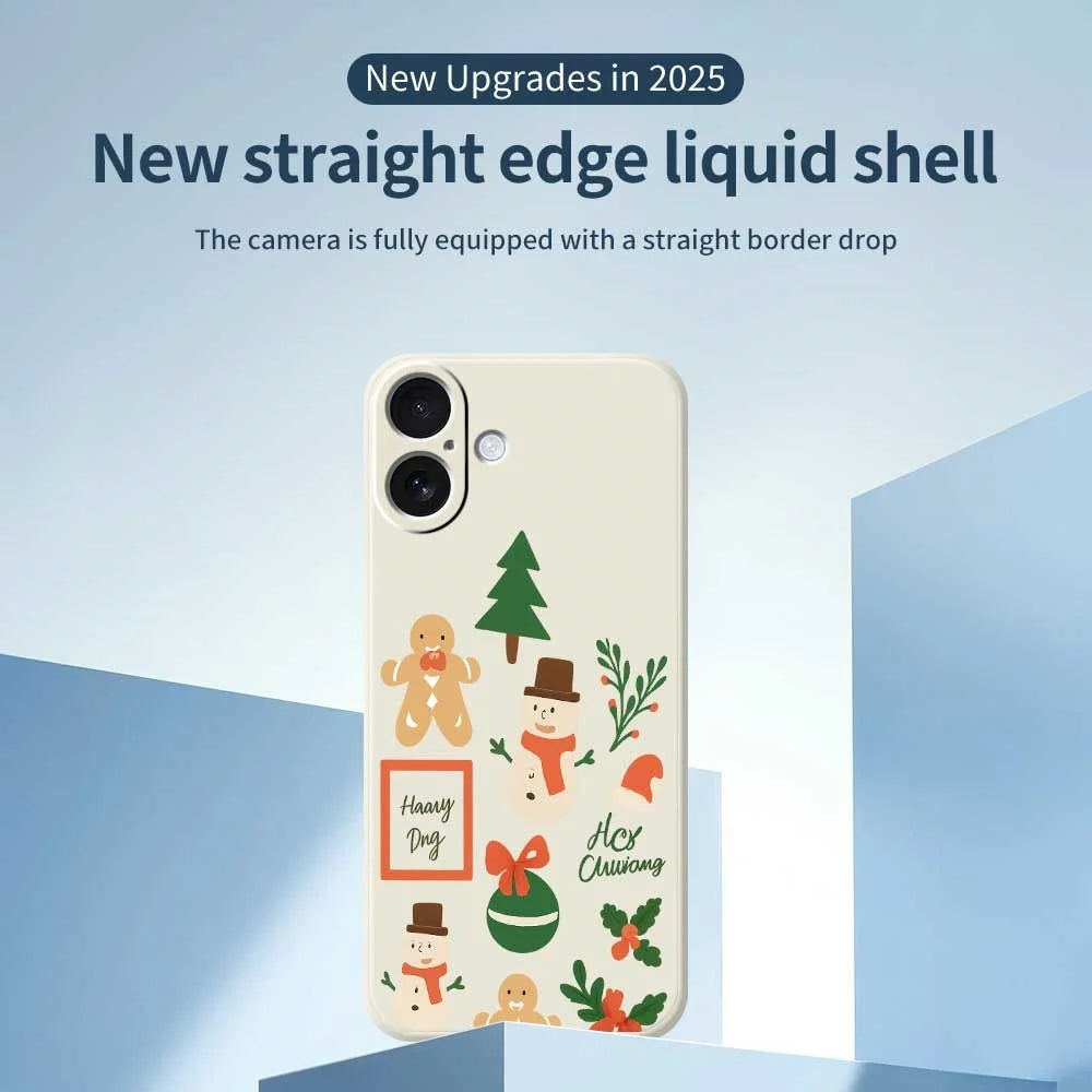 For iPhone 17 Case Christmas Snowman Pattern Printing Straight Edge TPU Phone Back Cover - Beige - 3