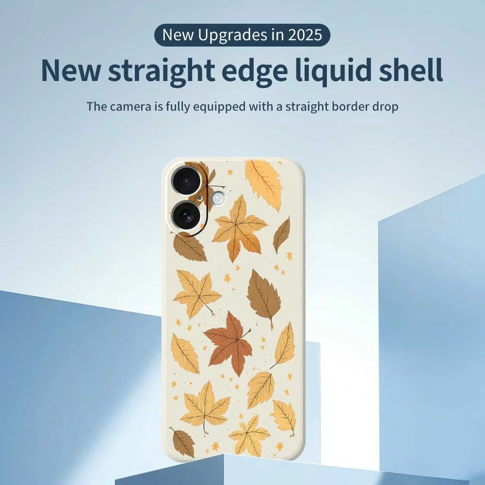 For iPhone 17 Case Maple Leaves Pattern Printing Straight Edge TPU Phone Back Cover - Beige - 3