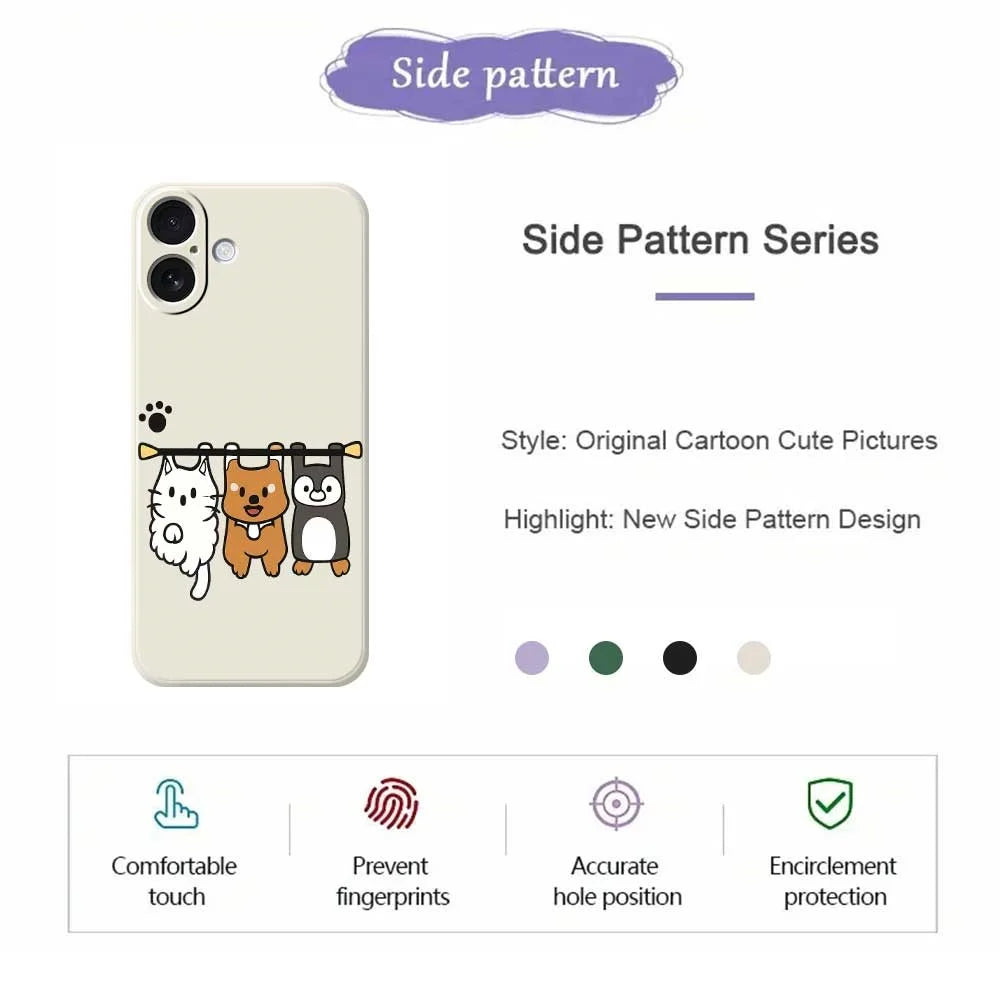 For iPhone 17 Case Three Animal Dolls Pattern Printing Straight Edge TPU Phone Back Cover - Beige - 2