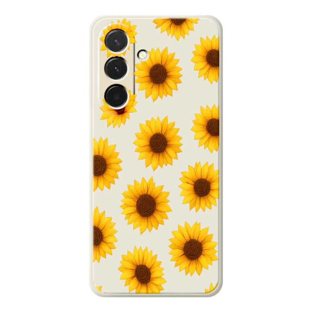 For Samsung Galaxy A36 5G Case Sunflowers Pattern Printing Straight Edge TPU Phone Back Cover - Beige - 1