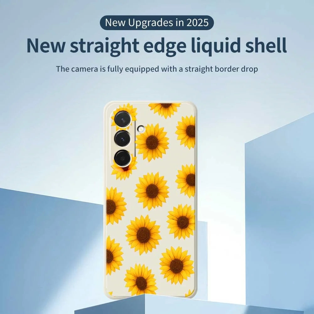 For Samsung Galaxy A36 5G Case Sunflowers Pattern Printing Straight Edge TPU Phone Back Cover - Beige - 3