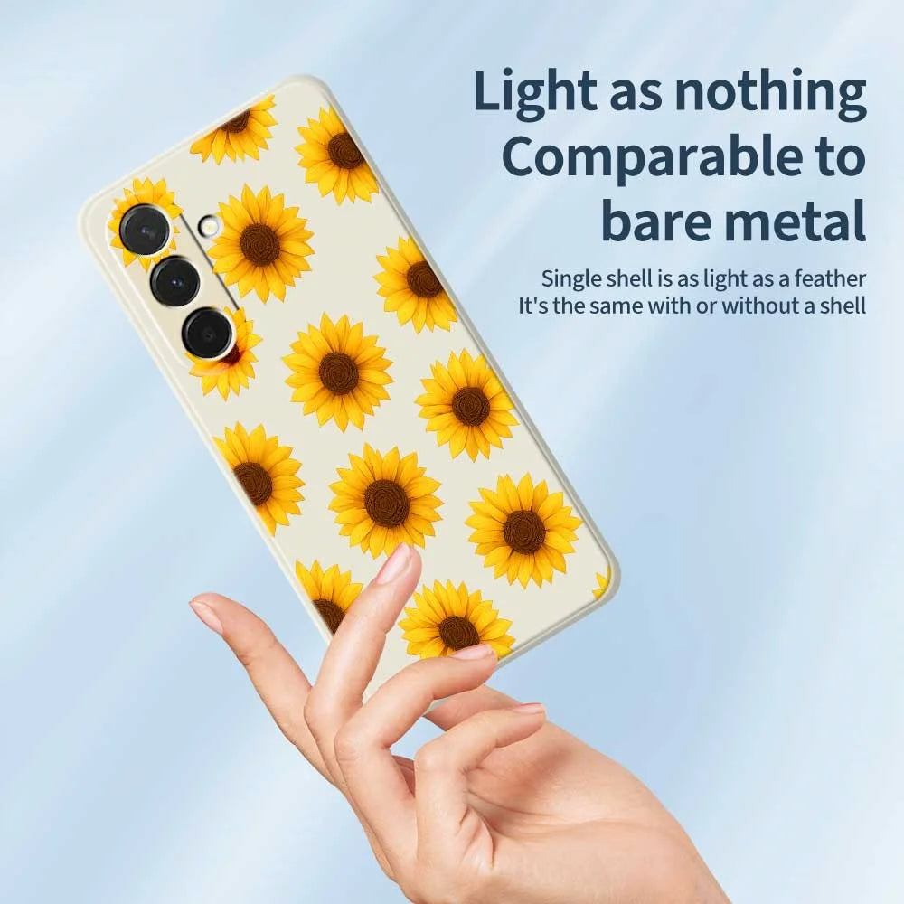 For Samsung Galaxy A36 5G Case Sunflowers Pattern Printing Straight Edge TPU Phone Back Cover - Beige - 4