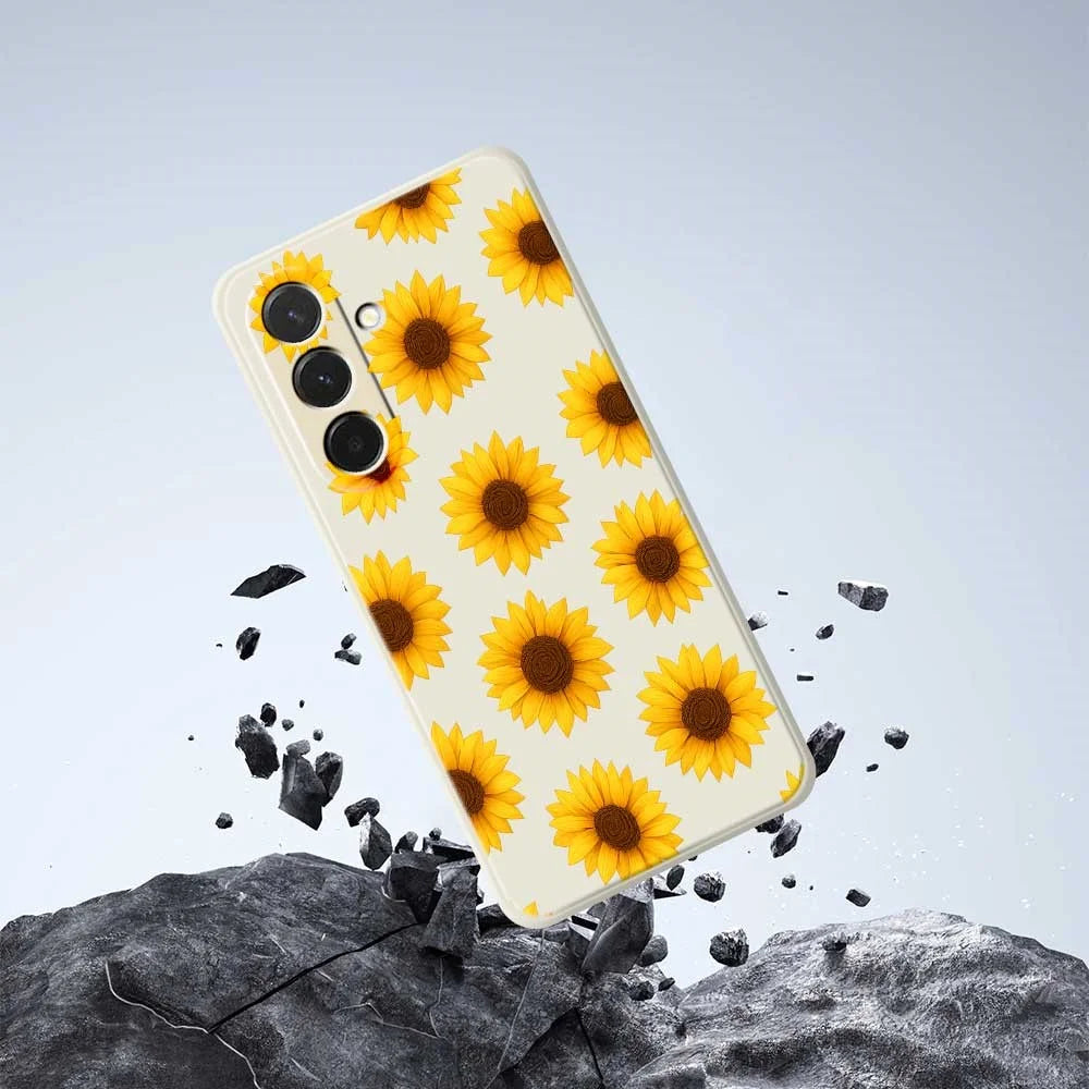 For Samsung Galaxy A36 5G Case Sunflowers Pattern Printing Straight Edge TPU Phone Back Cover - Beige - 7