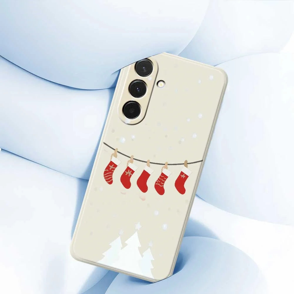 For Samsung Galaxy A36 5G Case Christmas Stockings Pattern Printing Straight Edge TPU Phone Back Cover - Beige - 5