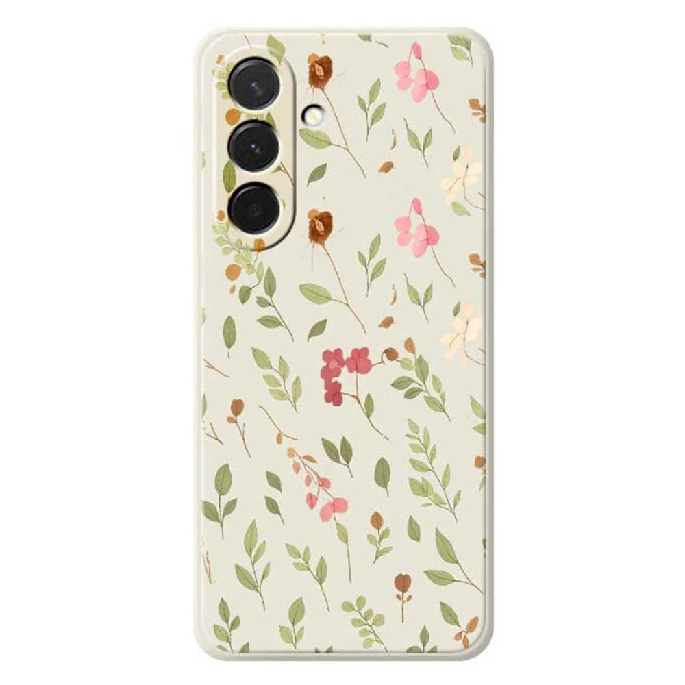 For Samsung Galaxy A36 5G Case Small Flower Leaves Pattern Printing Straight Edge TPU Phone Back Cover - Beige - 1