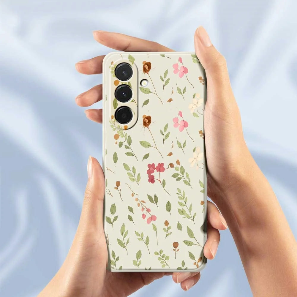For Samsung Galaxy A36 5G Case Small Flower Leaves Pattern Printing Straight Edge TPU Phone Back Cover - Beige - 6