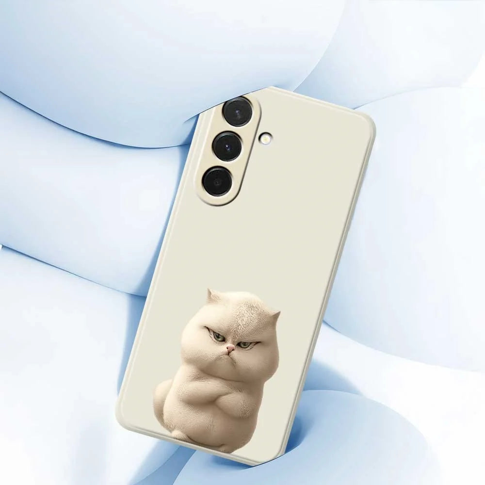 For Samsung Galaxy A36 5G Case Angry Cat Pattern Printing Straight Edge TPU Phone Back Cover - Beige - 5